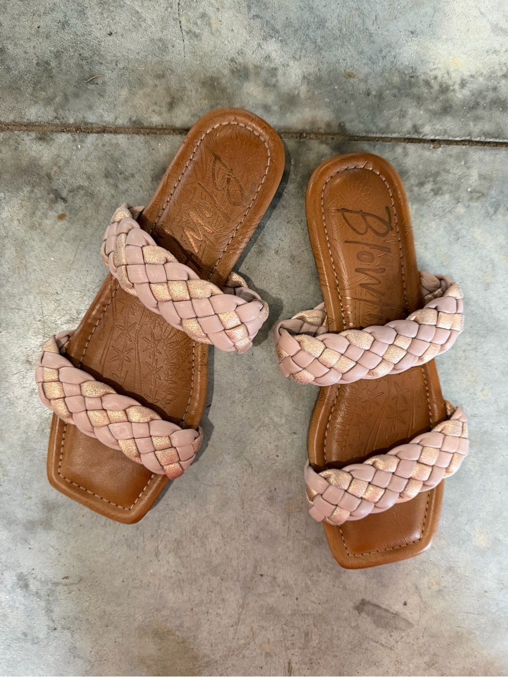 Blowfish Blush Braided Double-Strap Slide Sandals -